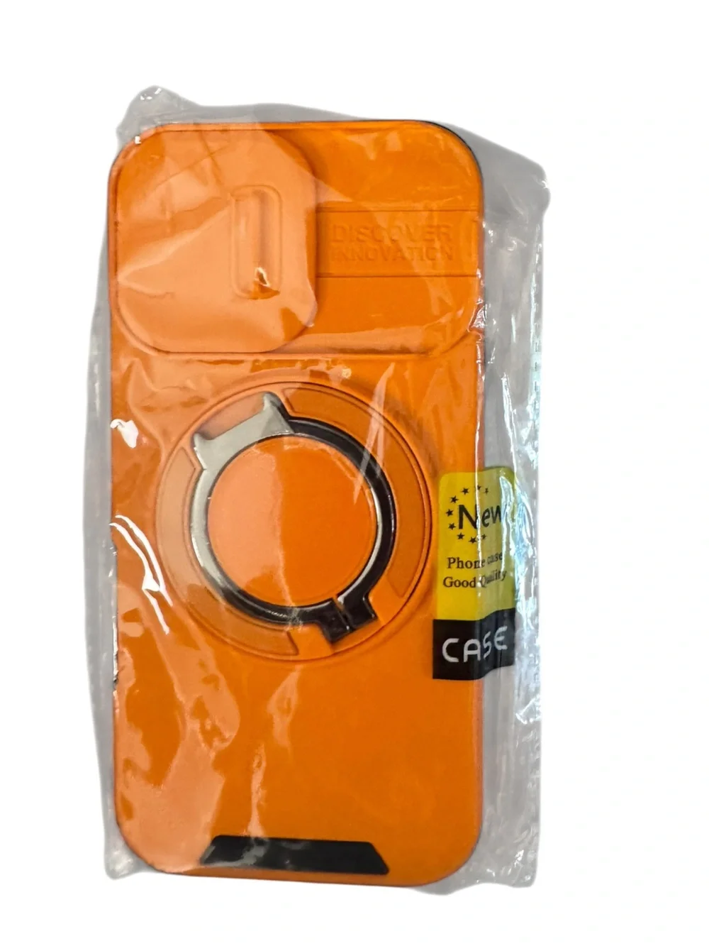Orange Silicone Phone Case with Built-In Ring Holder